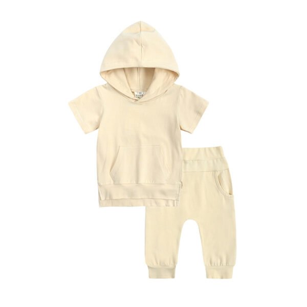 Liuliukd|Short Sleeve Hoodie Pants Kids Custom Clothing-Beige-Kids