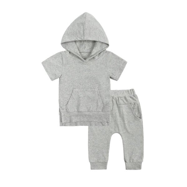 Liuliukd|Short Sleeve Hoodie Pants Kids Custom Clothing-Gray-Kids