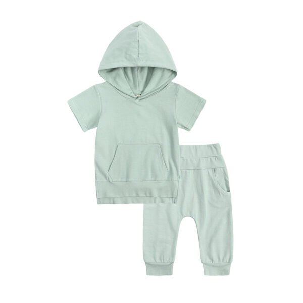 Liuliukd|Short Sleeve Hoodie Pants Kids Custom Clothing-Green-Kids