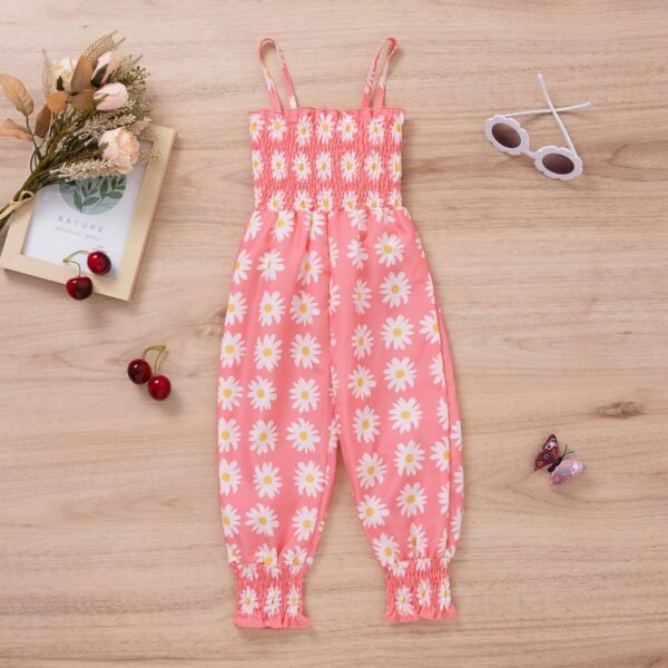 Liuliukd|Sling Radish Pants Girls Jumpsuit-Pink-Kids