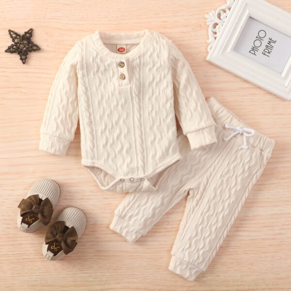 Liuliukd|Solid Color Knitted Baby Clothing Sets-Beige-Baby