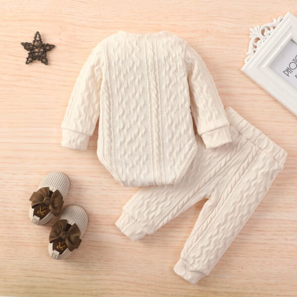 Liuliukd|Solid Color Knitted Baby Clothing Sets-Beige-Baby