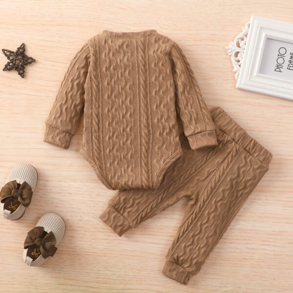 Liuliukd|Solid Color Knitted Baby Clothing Sets-Brown-Baby