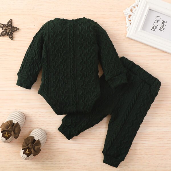 Liuliukd|Solid Color Knitted Baby Clothing Sets-Dark Green-Baby