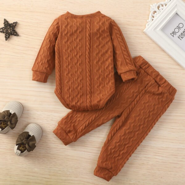 Liuliukd|Solid Color Knitted Baby Clothing Sets-Khaki-Baby