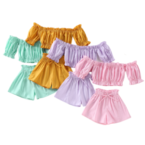 Liuliukd|Solid Color Shorts Suit Kids Clothing Girls-Kids