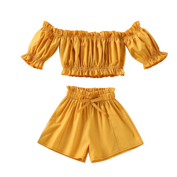 Liuliukd|Solid Color Shorts Suit Kids Clothing Girls-Orange-Kids