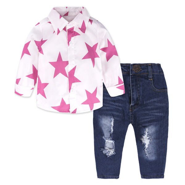 Liuliukd|Star Shirt Denim Trousers Spring Sets For Girls-Kids