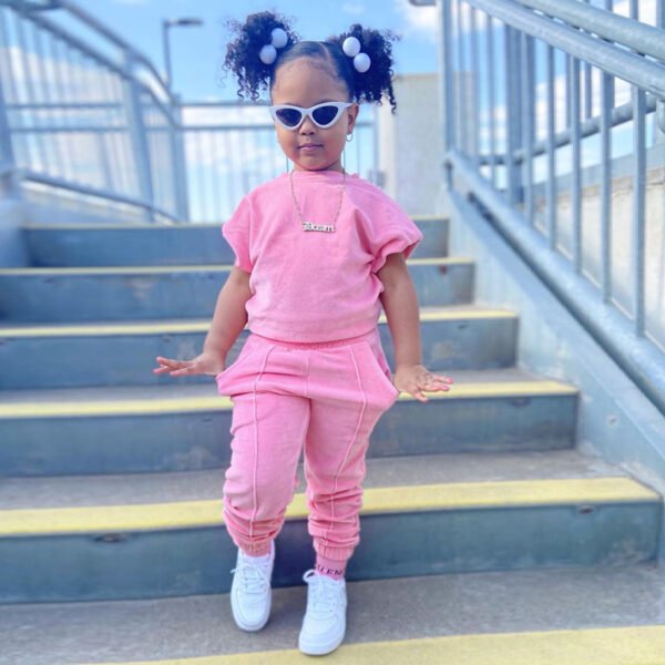 Liuliukd|Sweater Suit Kids Girls Clothing-Pink-Kids
