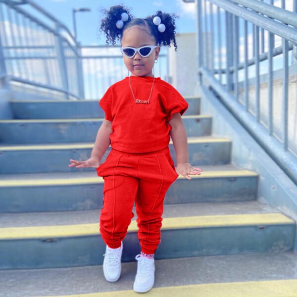 Liuliukd|Sweater Suit Kids Girls Clothing-Red-Kids