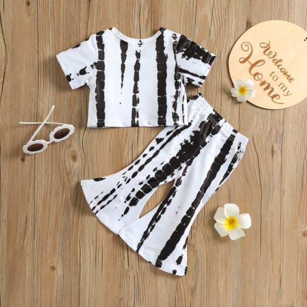 Liuliukd|Tie Dye Toddler Girl Clothing Set-White-Kids