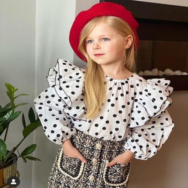 LiuliukdBubble Sleeve Shirt Girls Dress-model-kids1