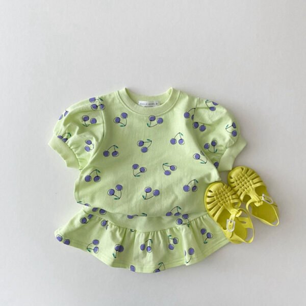 Liuliukd|Cherry Print Skirt Set For Girls-detail (2)