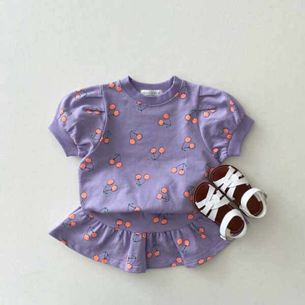 Liuliukd|Cherry Print Skirt Set For Girls-detail (3)