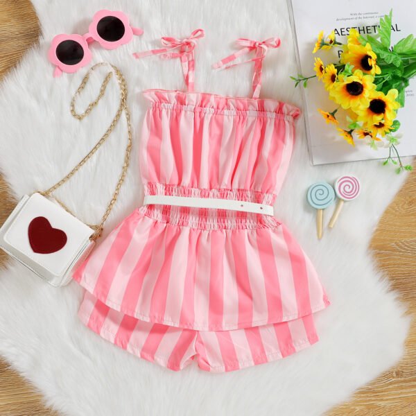 Liuliukd|Floral Striped Jumpsuit Kids Boutique Clothing-Pink-Kids