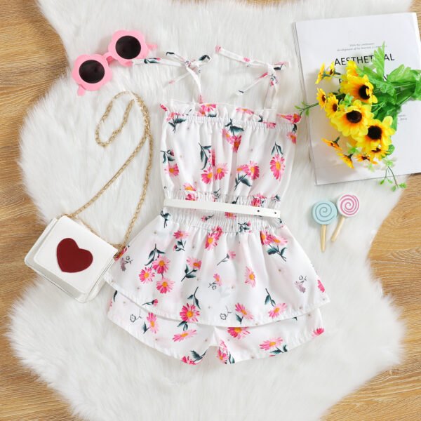 Liuliukd|Floral Striped Jumpsuit Kids Boutique Clothing-White-Kids