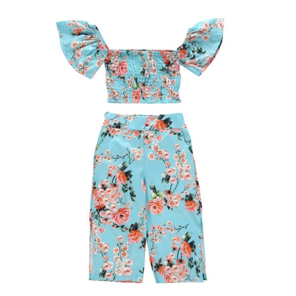 Liuliukd|Floral Wide Leg Pant Sets Little Girl Clothes-Kids