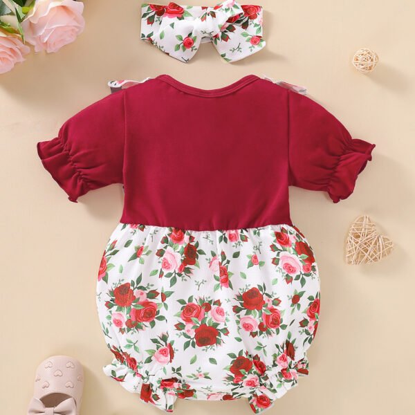 Liuliukd|Flower Baby Girls Rompers-Red-Baby