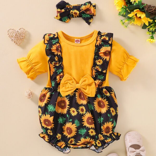 Liuliukd|Flower Baby Girls Rompers-Yellow-Baby