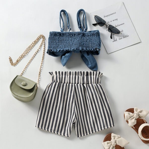 LiuliukdGirl|Bow Strapless Clothes Sets-blue-kids (1)