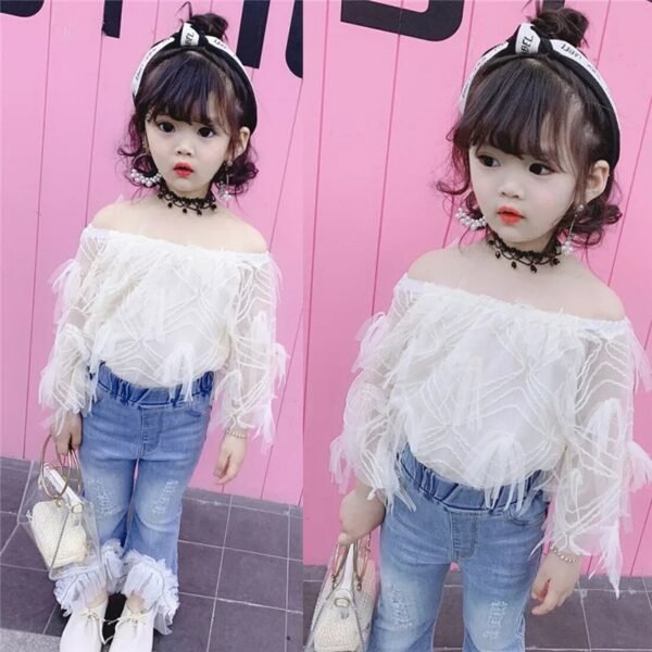 LiuliukdGirl Mesh Lace Jeans Sets-model-kids