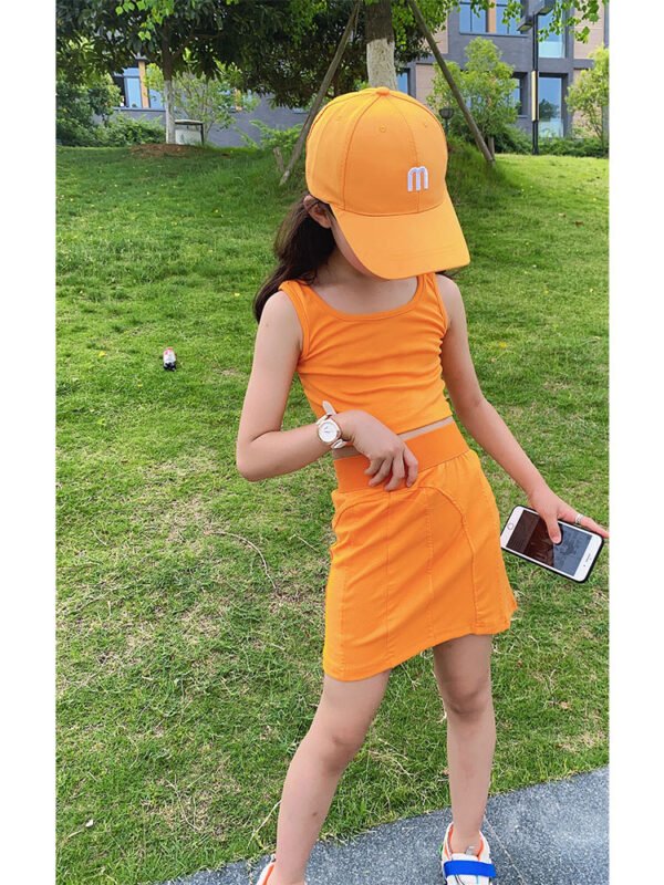 Liuliukd|Girl Midriff Vest Skirt Set-detail (1)