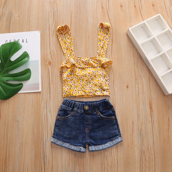 Liuliukd|Girls Halter Floral Clothes-yellow-kids