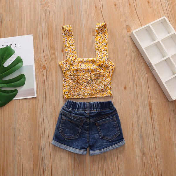 Liuliukd|Girls Halter Floral Clothes-yellow-kids1