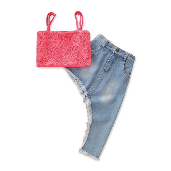 Liuliukd|Girls Irregular Denim Skirt Suit-detail (2)