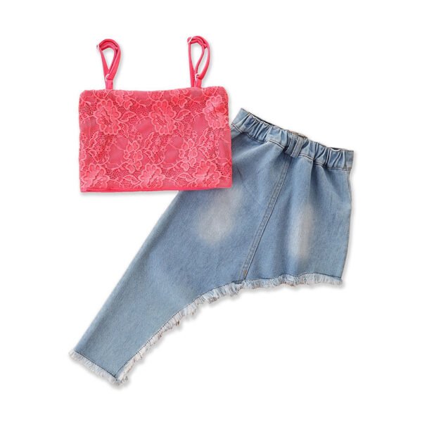 Liuliukd|Girls Irregular Denim Skirt Suit-detail (3)