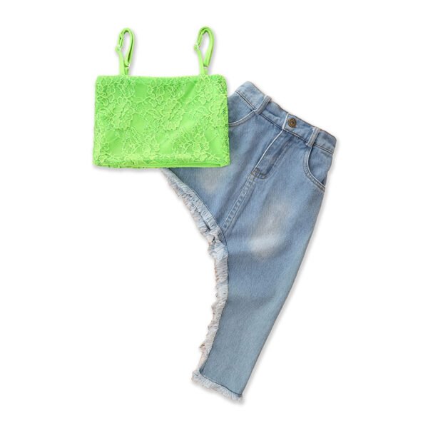 Liuliukd|Girls Irregular Denim Skirt Suit-detail (4)