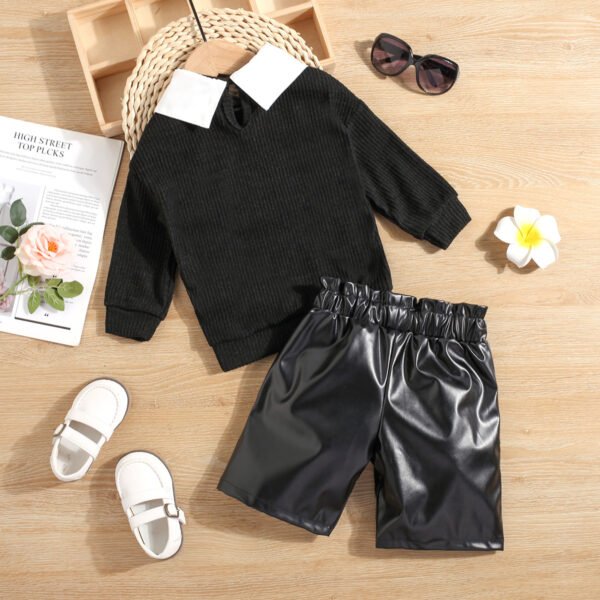 Liuliukd|Girls Lederhosen Clothing Sets-black-kids2