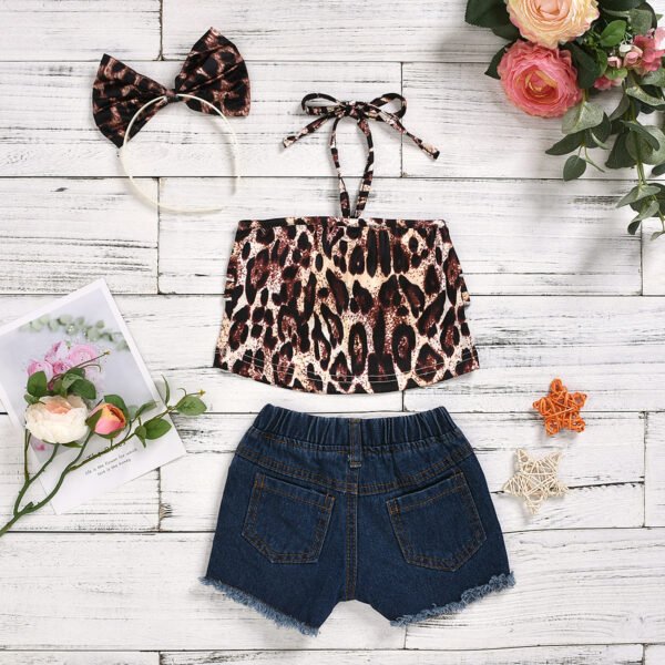 Liuliukd|Girls Leopard Print Halter Clothes Sets-leopard-kids