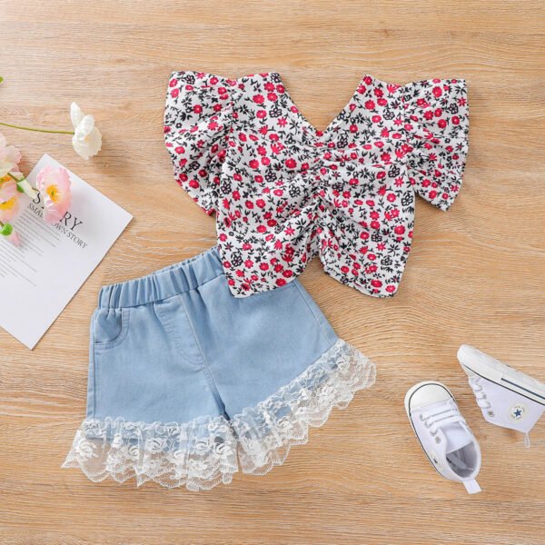 LiuliukdGirls Pleated Short Sleeve Clothes-floral-kids1