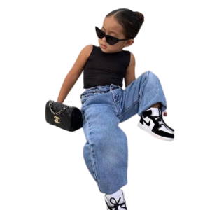 Liuliukd|Girls Sleeveless Top Loose Jeans Suit-kids
