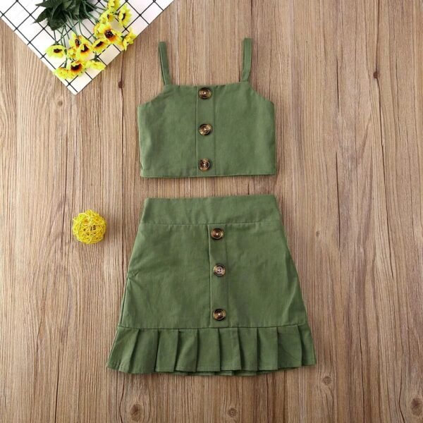 LiuliukdHalter Tops Girl Dress-army green-kids