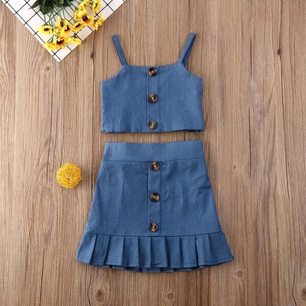 LiuliukdHalter Tops Girl Dress-blue-kids