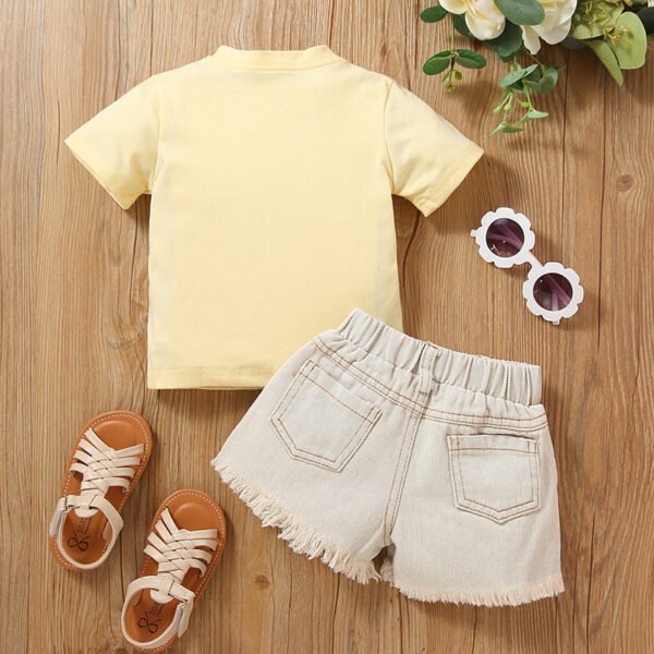 Liuliukd|Ice Cream T Shirt Denim Shorts Clothing Kids-Yellow-Kids