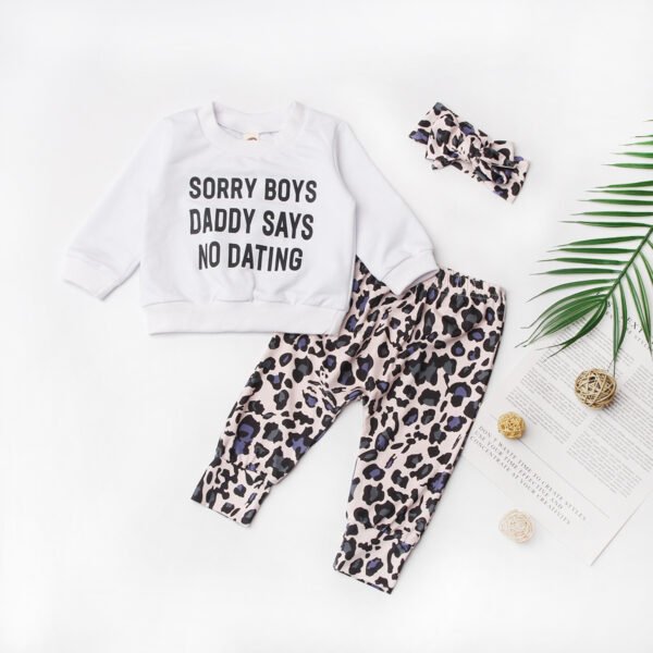 Liuliukd|Leopard Letter Baby Clothes Set-White-Baby