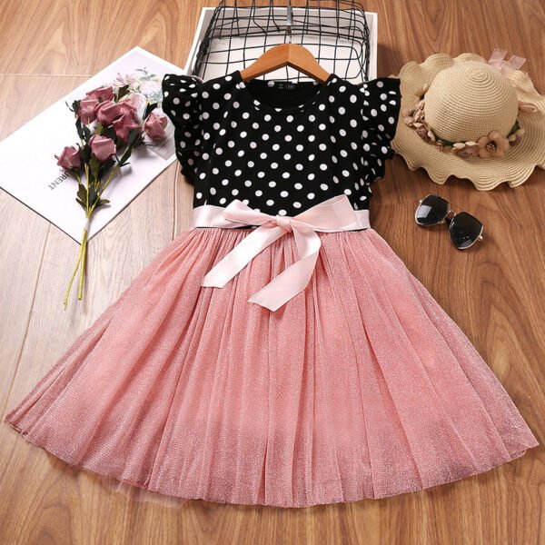 Liuliukd|Polka Dot Kids Summer Dress-Pink-Kids