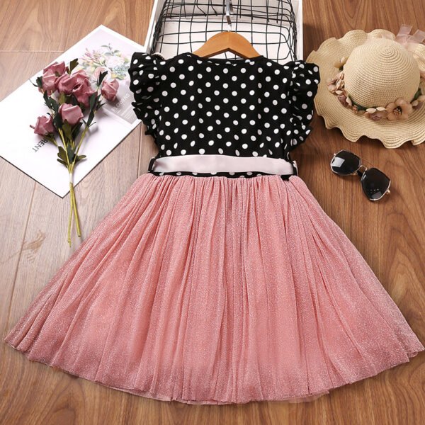 Liuliukd|Polka Dot Kids Summer Dress-Pink-Kids