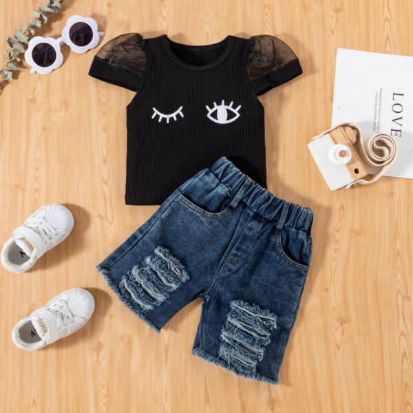 Liuliukd|Girls Cartoon Printed chlothes Set-black-kids1