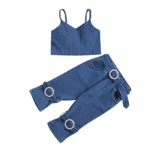 Liuliukd|Kids Girl Denim Clothes Sets-blue-kids