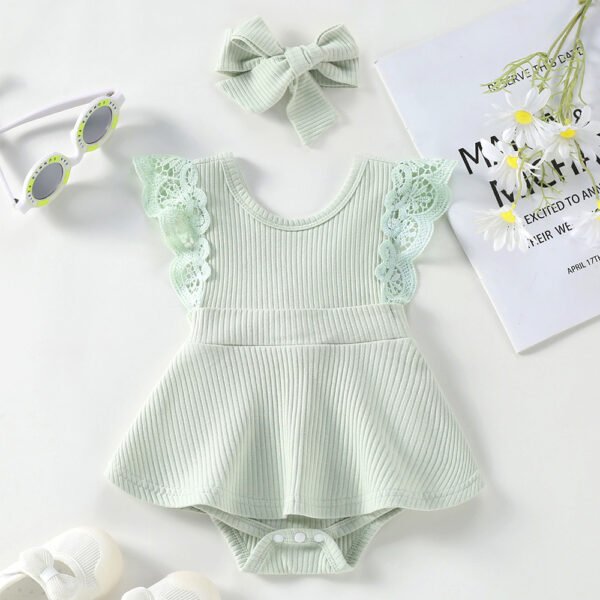 Liuliukd|Knit Baby Girl Romper-Green-Baby