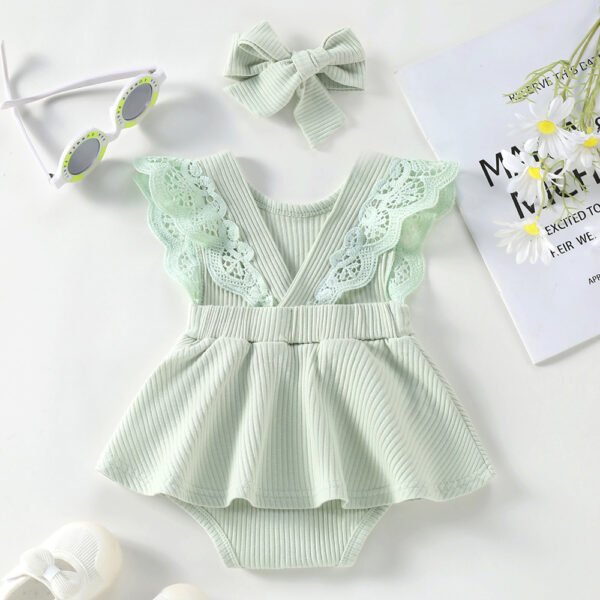 Liuliukd|Knit Baby Girl Romper-Green-Baby