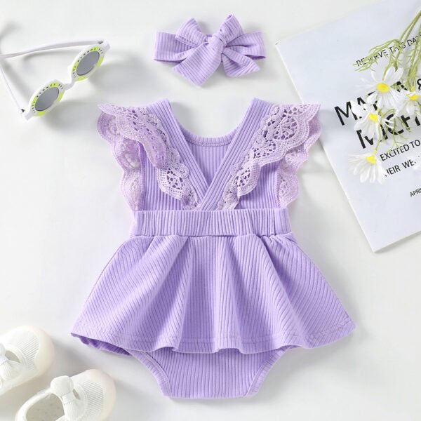 Liuliukd|Knit Baby Girl Romper-Purple-Baby