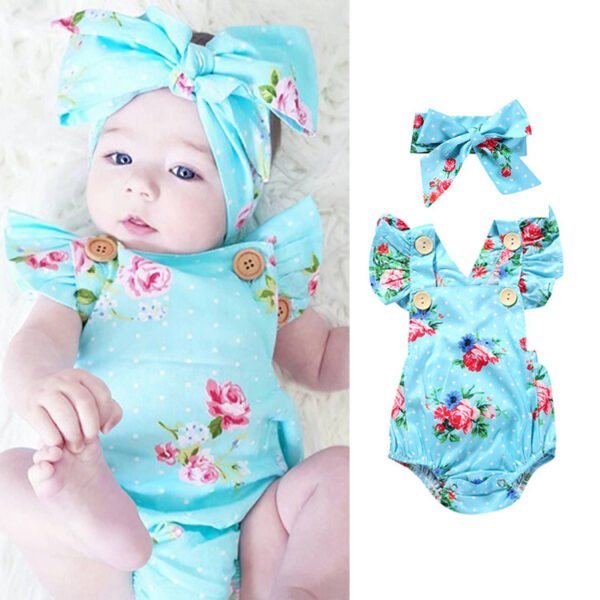 Liuliukd||Floral Backless Baby Girl Clothes-Blue-Baby