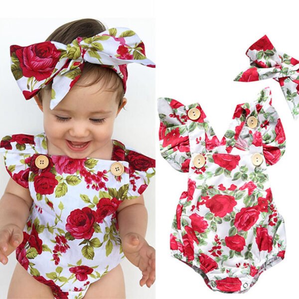 Liuliukd||Floral Backless Baby Girl Clothes-Red-Baby