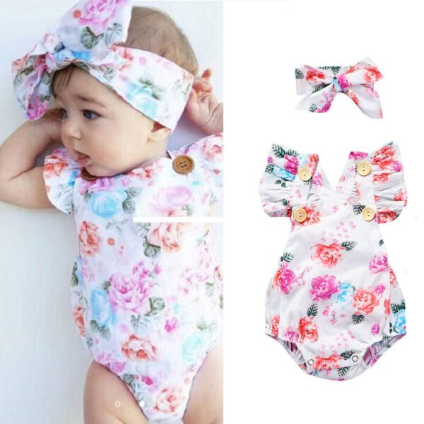 Liuliukd||Floral Backless Baby Girl Clothes-White-Baby