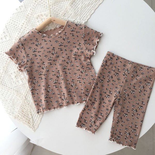 Liuliukd|Floral Girls Pajamas-Brown-Kids
